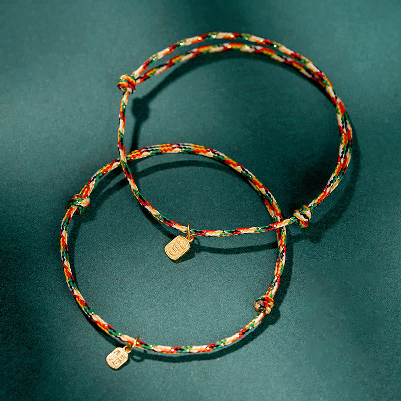 Buddha Stones Auspicious Fu Character Peace And Joy Luck Handmade Multicolored Child Adult Bracelet Bracelet BS main