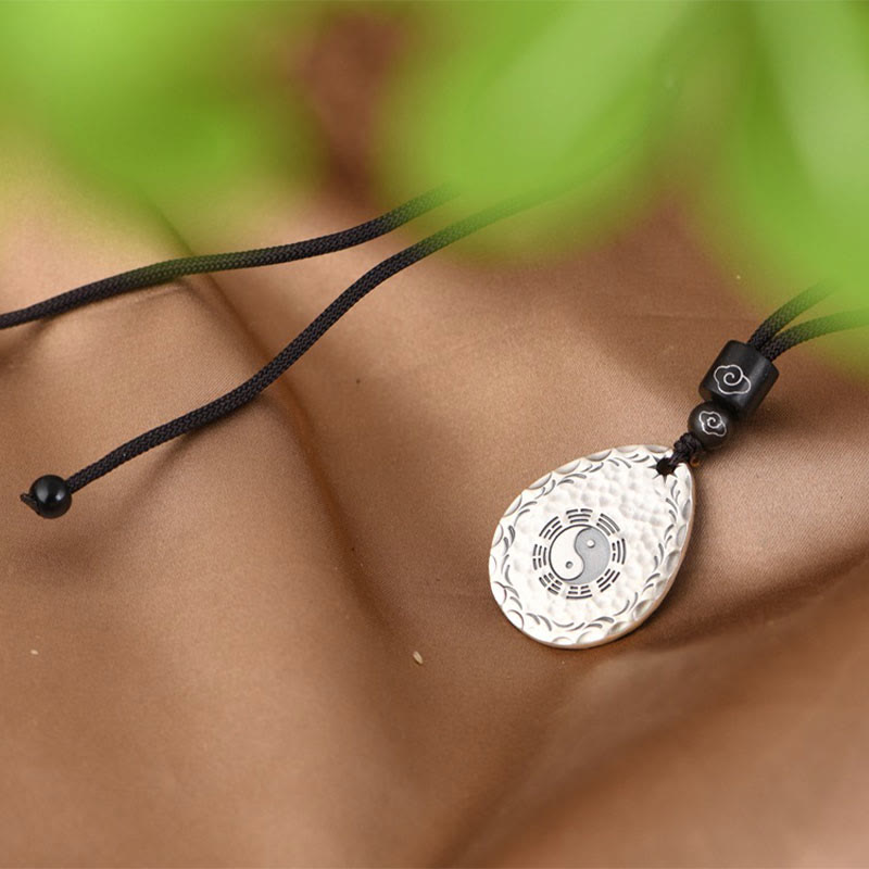 Buddha Stones Vintage 999 Sterling Silver Yin Yang Bagua Water Drop Design Balance Harmony Necklace Pendant Necklaces & Pendants BS 7