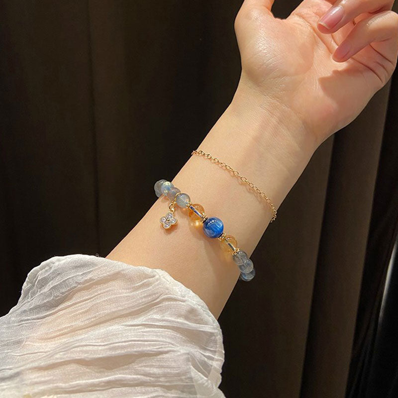 Buddha Stones Natural Moonstone Flower Chram Healing Beads Bracelet Bracelet BS 2