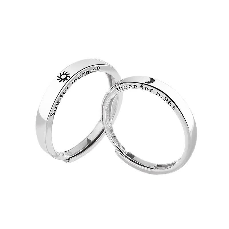 Buddha Stones 925 Sterling Silver Sun Moon Protection Adjustable Couple Ring Ring BS 7