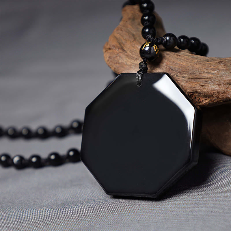 Collier pendentif Yin Yang en obsidienne noire Foviel