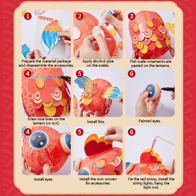 DIY Good Luck Koi Fish Lantern Assembly Steps