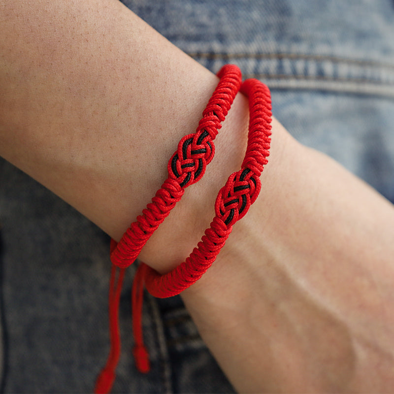 Foviel 2Pcs Tibetan Luck Chinese Knot Protection String Bracelet