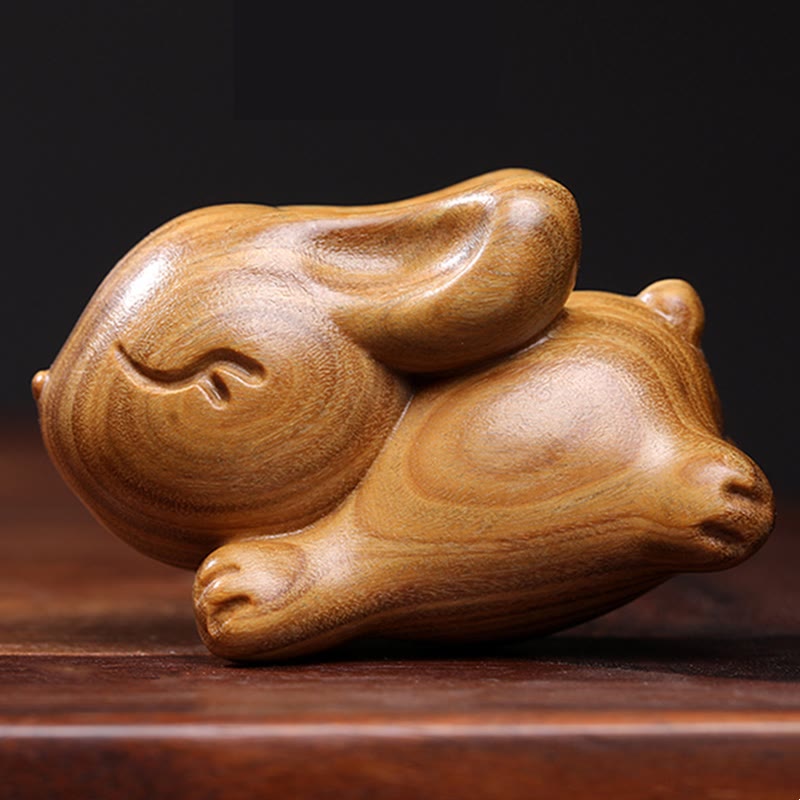 Buddha Stones Green Sandalwood Small Mini Cute Rabbit Bunny Peace Decorations Decorations BS 1