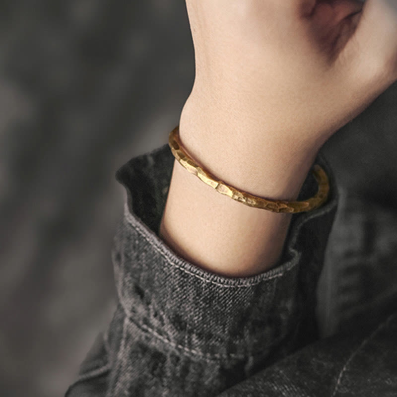 Buddha Stones Tibetan Bump Texture Copper Luck Cuff Bracelet Bangle Bracelet Bangle BS 9