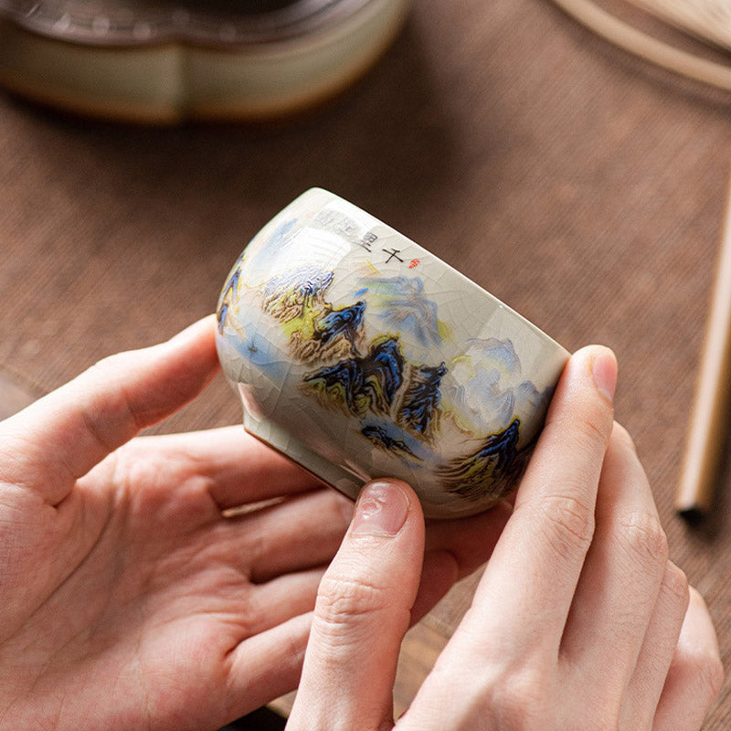 Buddha Stones A Panorama of Rivers and Mountains Ceramic Teacup Kung Fu Tea Cup 150ml Cup BS 5