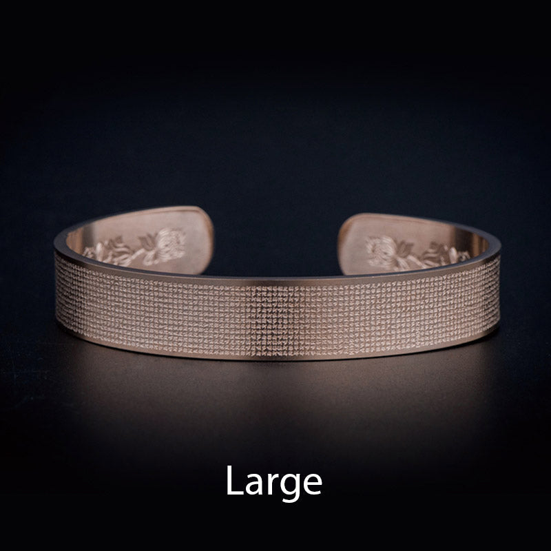 Buddha Stones Shurangama Mantra Engraving Titanium Steel Blessing Bracelet Bracelet BS Peachpuff Large