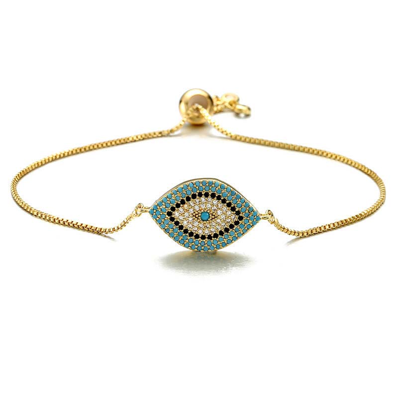 Buddha Stones Evil Eye Protection Healing Bracelet Bracelet BS Gold&Blue