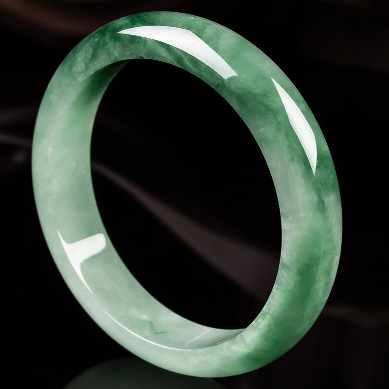 Buddha Stones Natural Jade Fortune Blessing Bangle Bracelet Bracelet BS 8