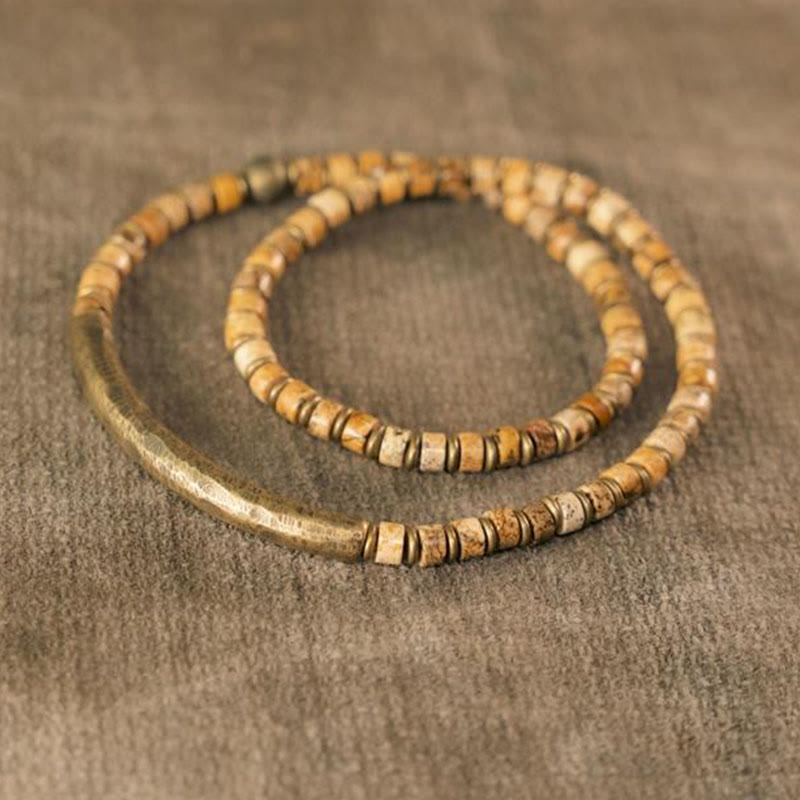 Buddha Stones Sodalite Picture Jasper Green Point Stone Harmony Wisdom Bracelet Bracelet BS Picture Jasper 18cm fit for Wrist Circumference 17-17.5cm