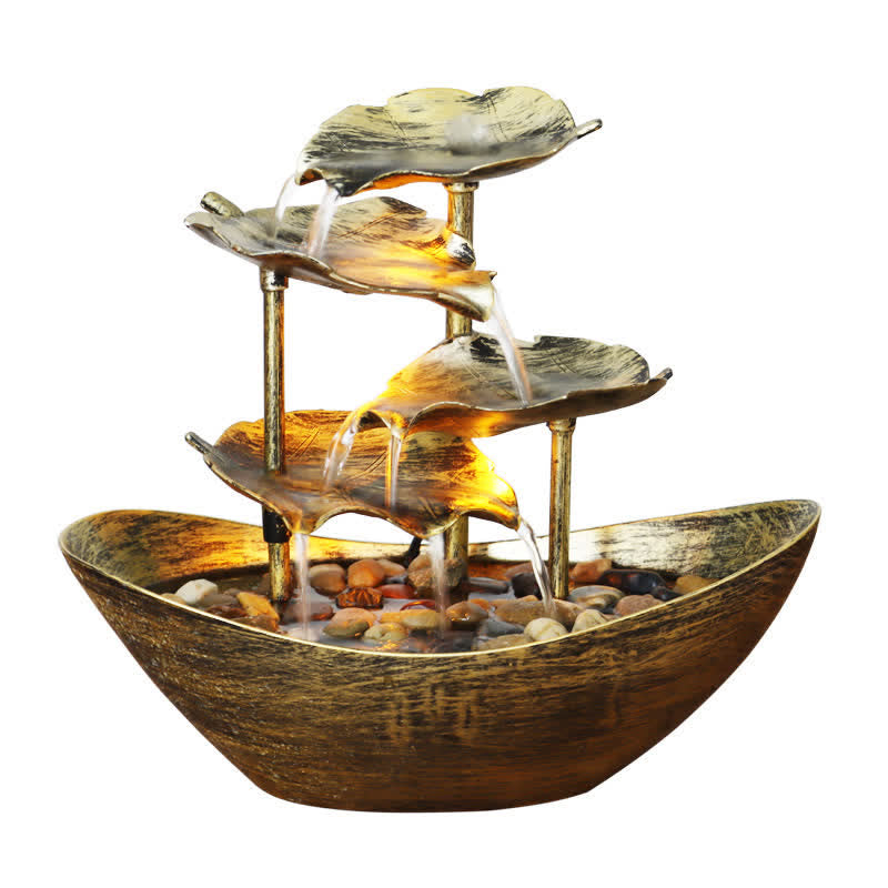 Buddha Stones Lotus Leaf Shaped Waterfall Fountain Tabletop Ornaments With LED Light Home Office Desktop Decoration - image 11