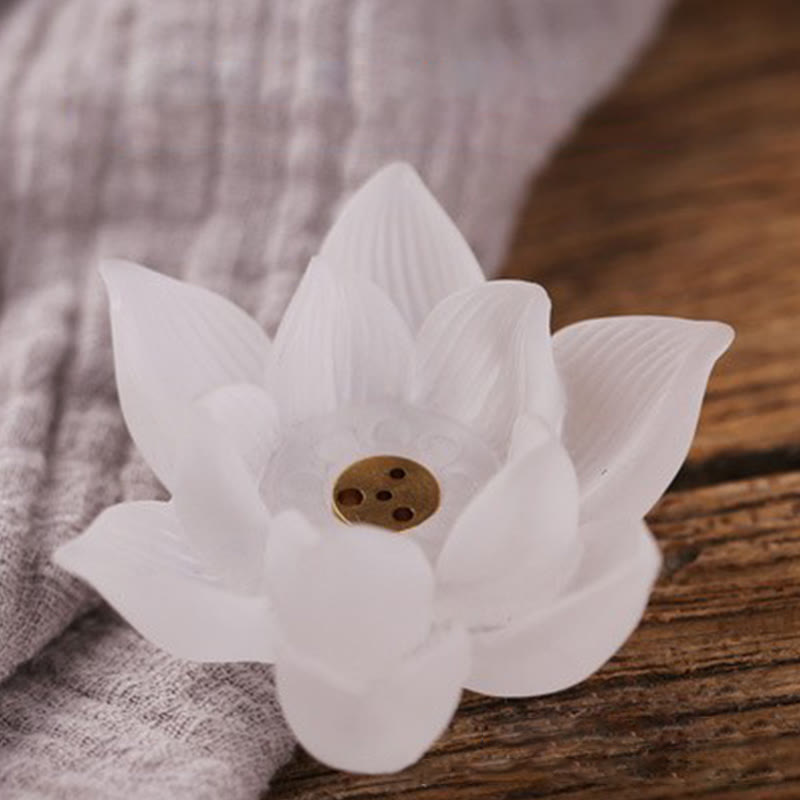 Buddha Stones Mini Lotus Liuli Crystal Healing Meditation Stick Incense Burner Decorations BS 9