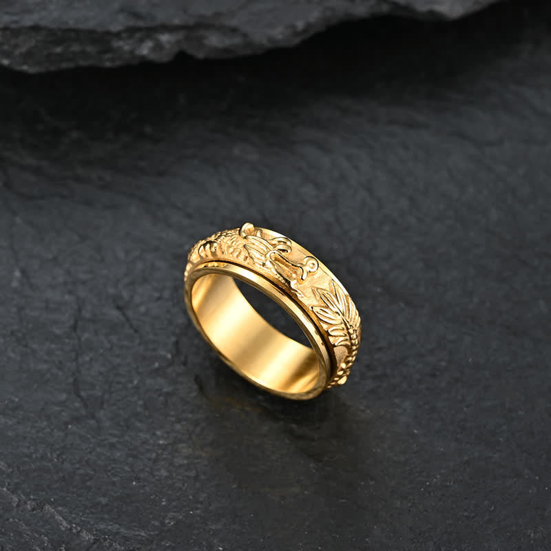 Buddha Stones Dragon Titanium Steel Stimulation Rotatable Ring - image 6