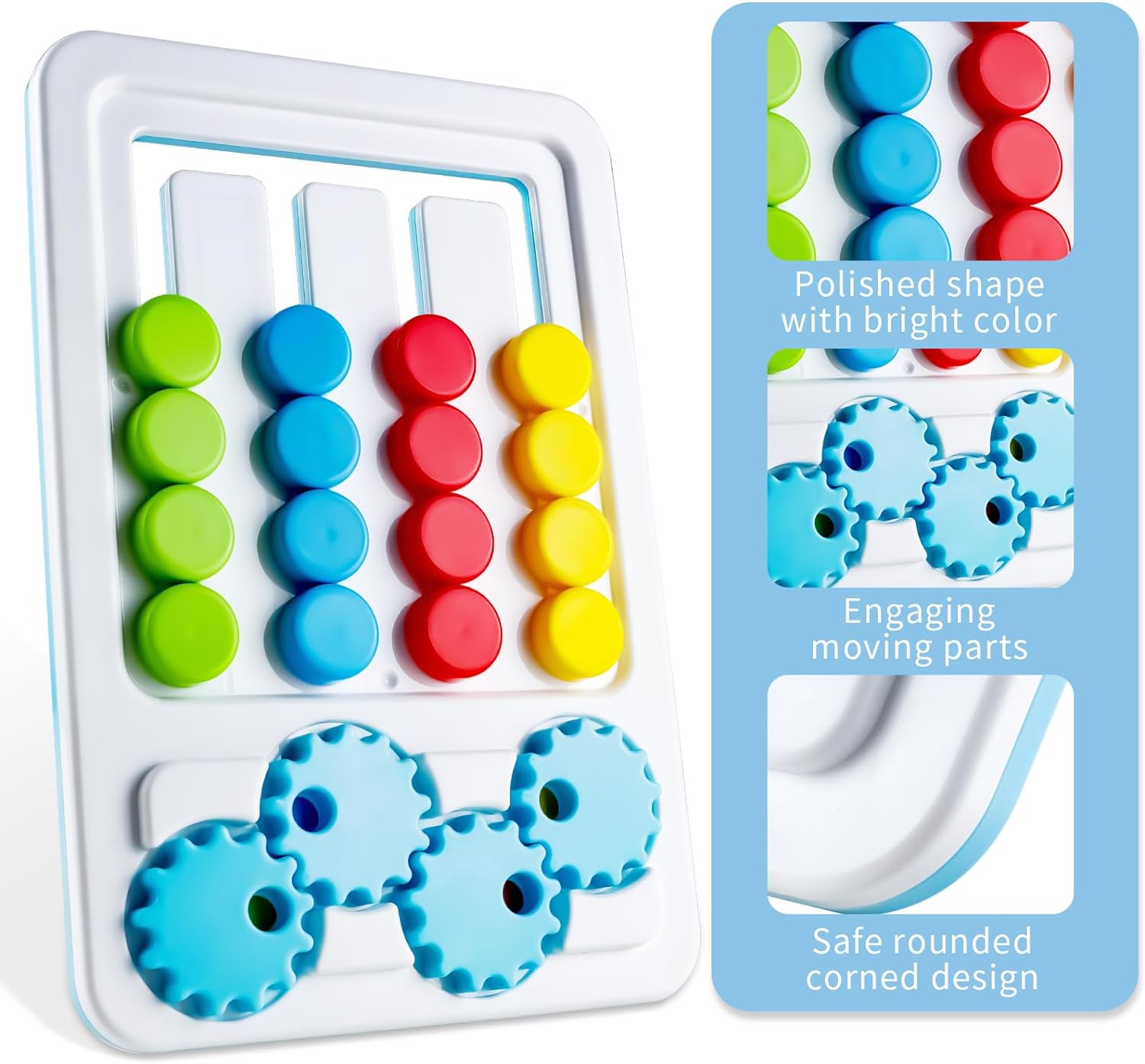 Fidtoy 2in1 Four Color Matching Gear Pattern Logic Game, Plastic Manual Color Matching Gear Puzzle, Spatial Awareness and Numeracy Logic Toy Ages 2-6
