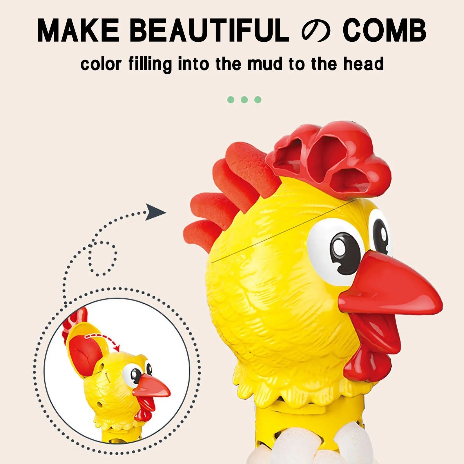 DIY Plumas Coloridas Gallina Masa para Jugar Ponedora de Huevos - 286