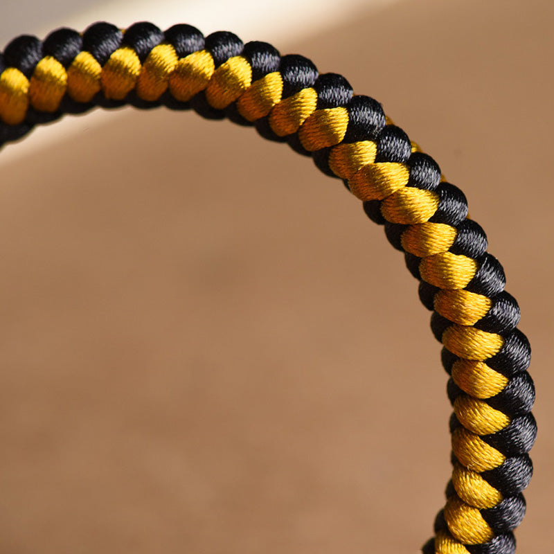 Buddha Stones Handmade Tibetan Black Gold Dragon Scale Rope Om Mani Padme Hum Purity Bracelet Bracelet BS 5