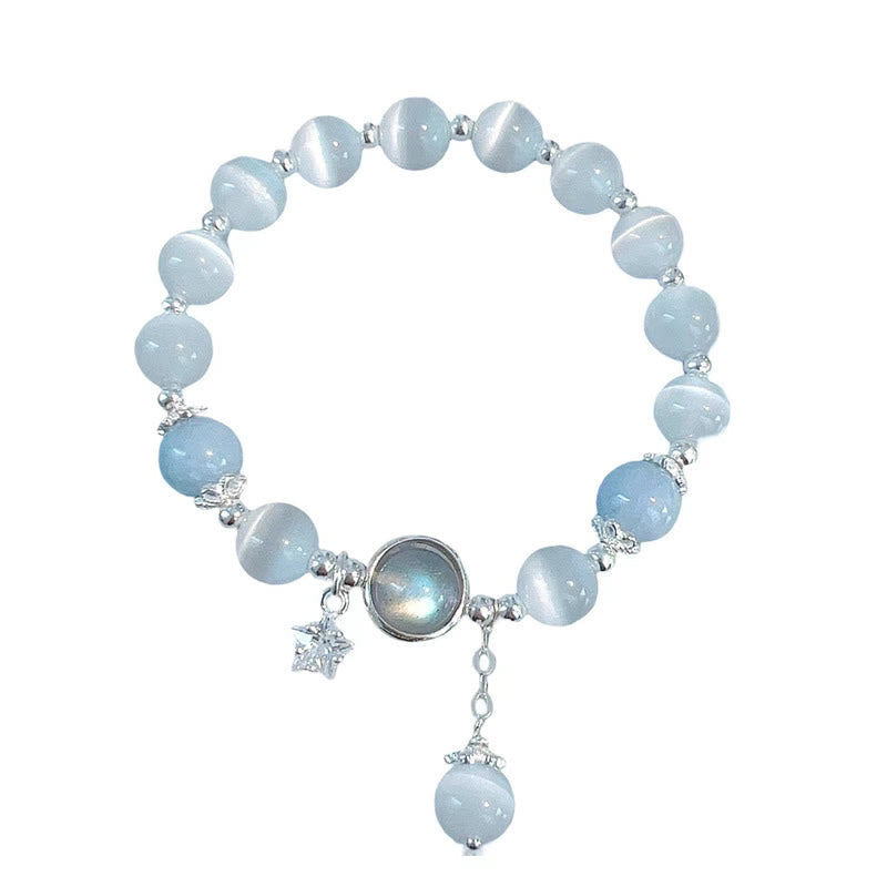 Foviel Cat's Eye Moonstone Butterfly Star Charm Support Bracelet