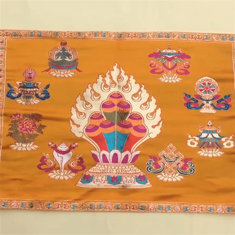 Buddha Stones Prayer Altar Mat Healing Meditation 8 Auspicious Symbols Mat Prayer Altar BS 9