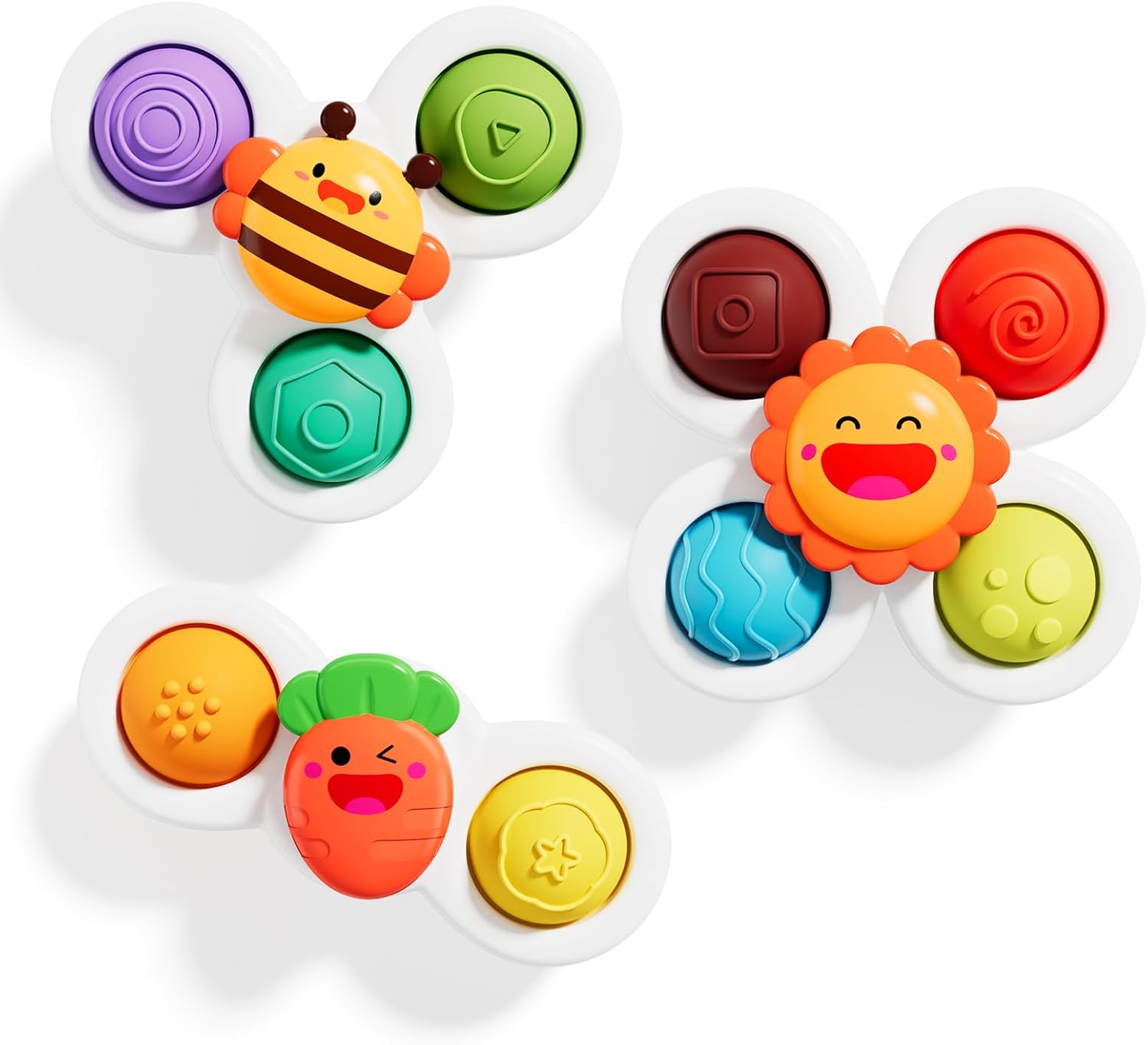 Fidtoy Baby Suction Cup Spinner 3 pieces Toy Pop It Sensory Bath Toy