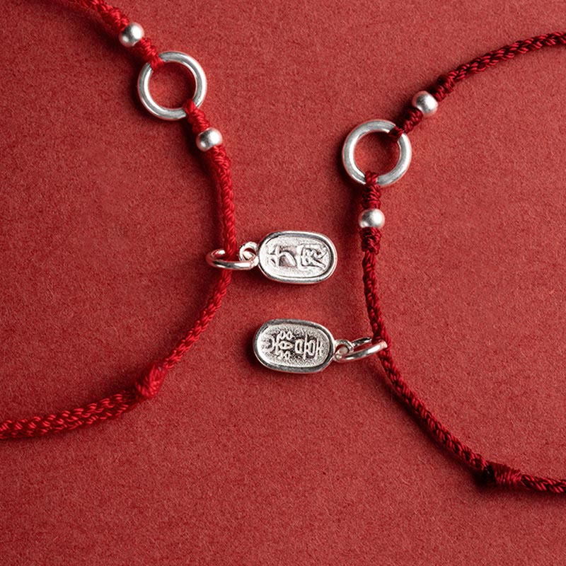 Buddha Stones 925 Sterling Silver Lucky Fortune Peace Joy Lotus Peace Buckle Red String Bracelet Bracelet BS 11