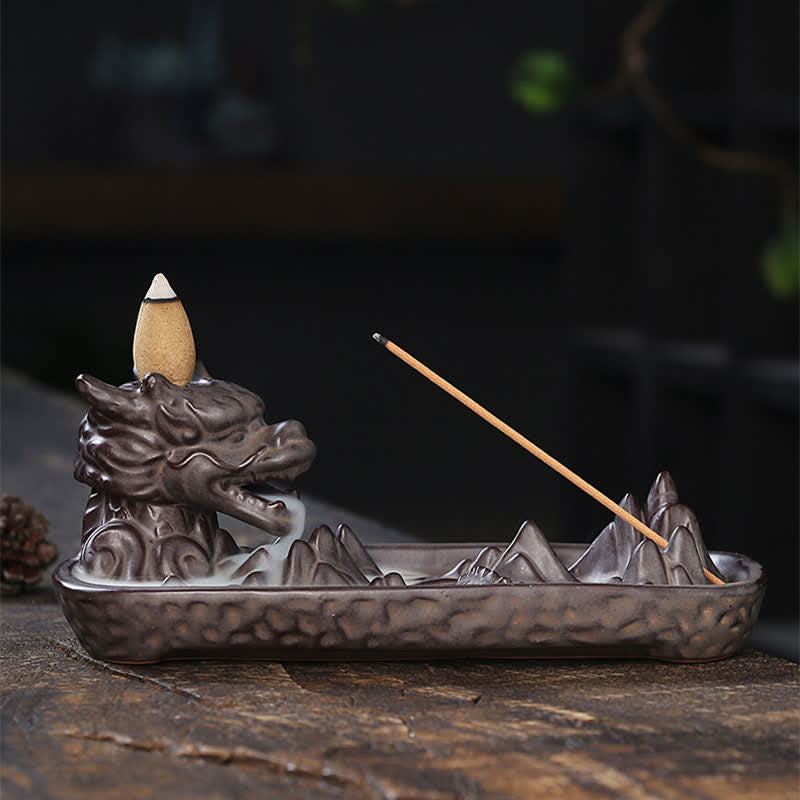 Buddha Stones Dragon Mountain Strength Ceramic Incense Burner Decoration Incense Burner BS 3