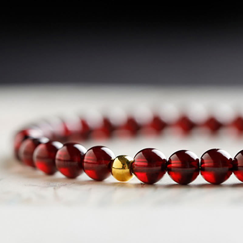 Buddha Stones 999 Gold Koi Fish Natural Garnet Protection Bracelet Bracelet BS 11