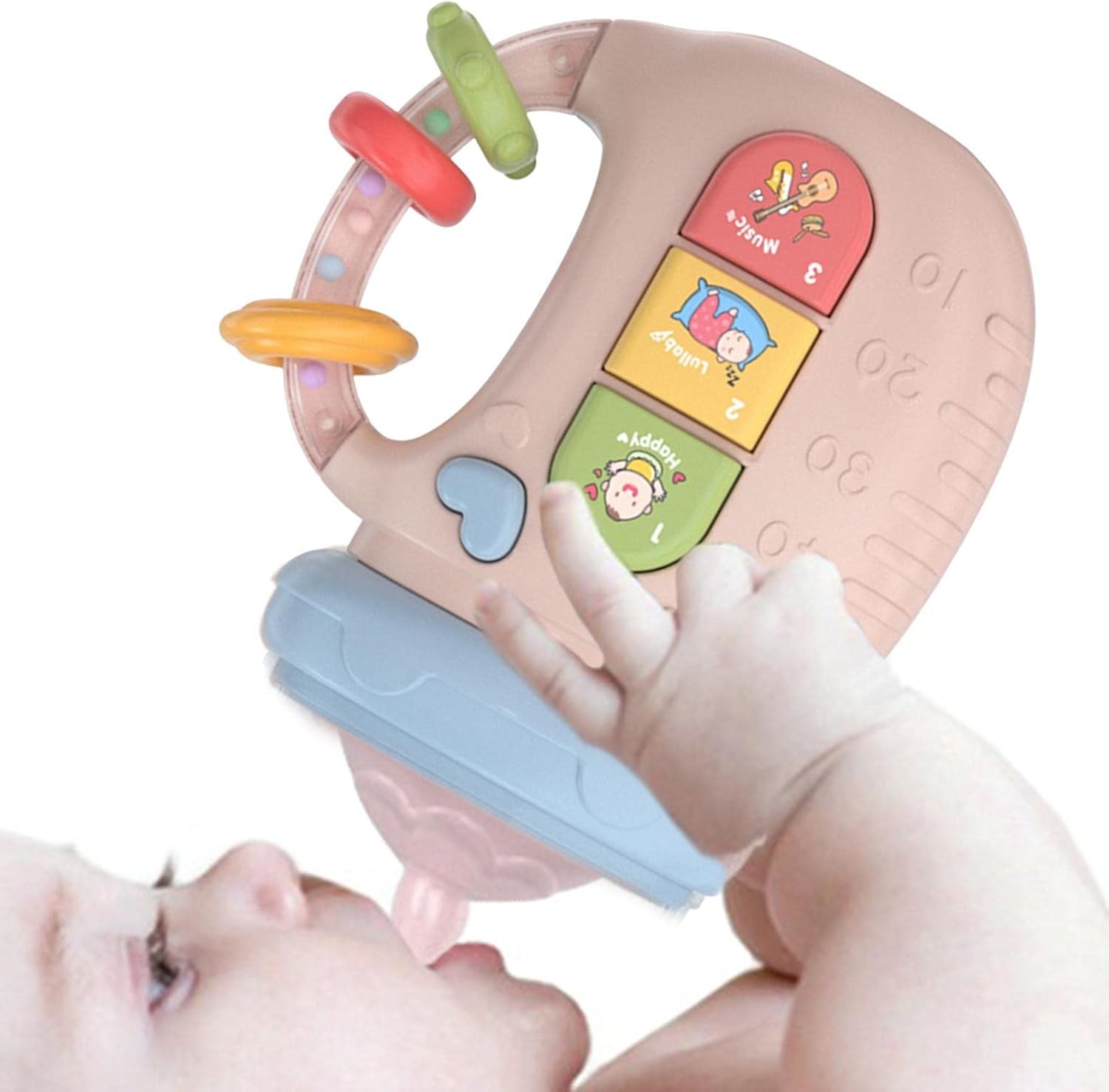 Fidtoy Musical Baby Bottle Toy with Lights and Silicone Teether