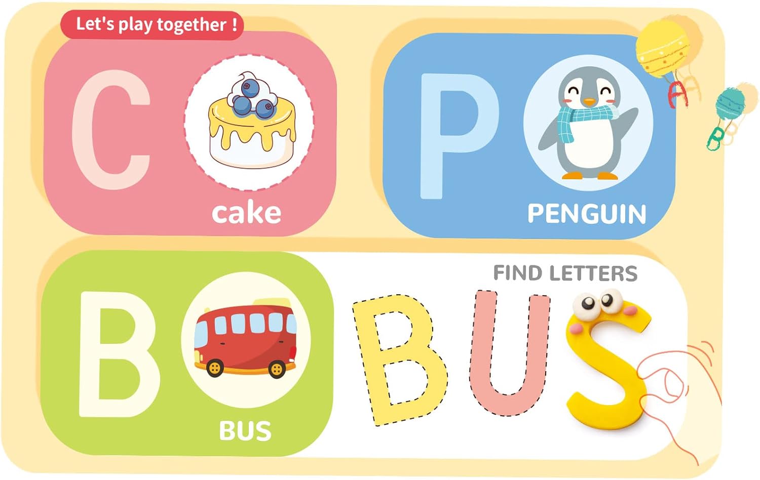 Fidtoy - Kit de Pâte à Modeler Alphabet pour Enfants, Ensemble de Pâte à Modeler Réutilisable avec Moules de Lettres, Jouet d'apprentissage ABC pour les 3 ans et plus