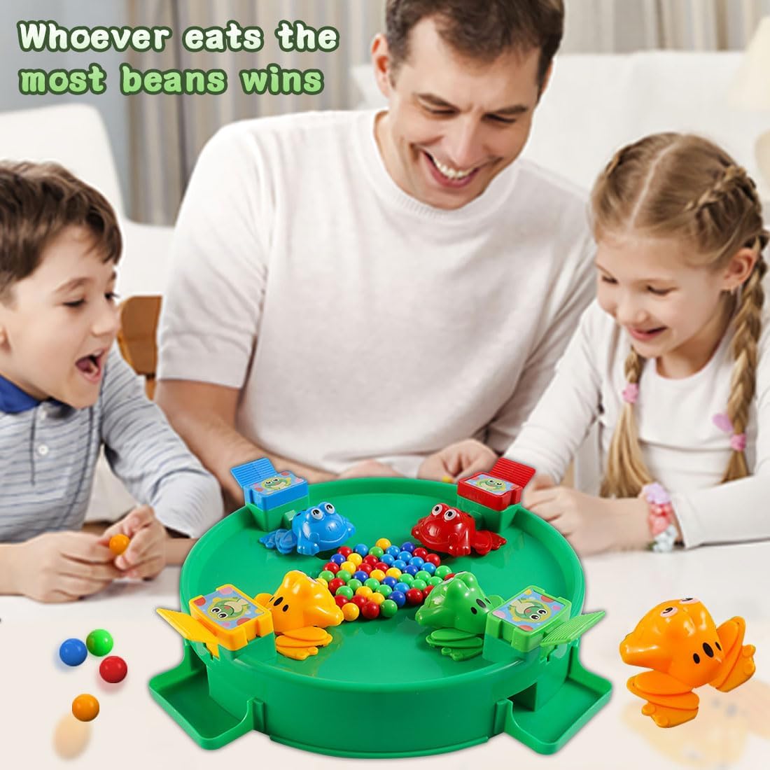 Fidtoy Hungry Frog Catch Beads Active Family Board Game for Kids Multiplayer Reflex Indoor Play