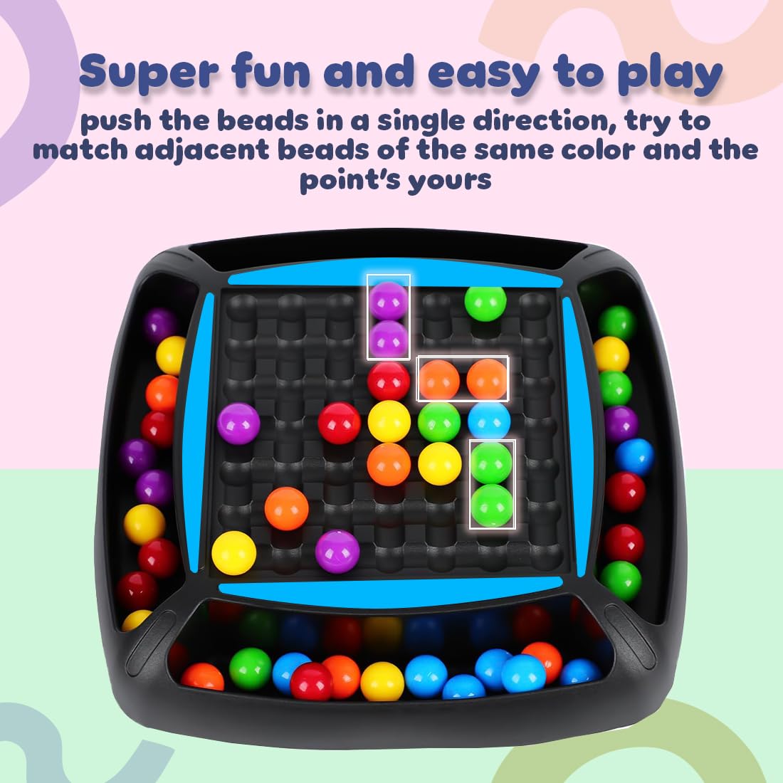Jeu de société familial Fidtoy Colorful Ball Candy Crush Challenge pour enfants - Jeu de puzzle d'association de couleurs