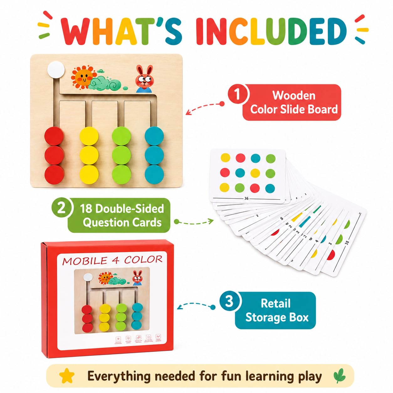 Juego de lógica de 4 colores de madera pequeño - 061