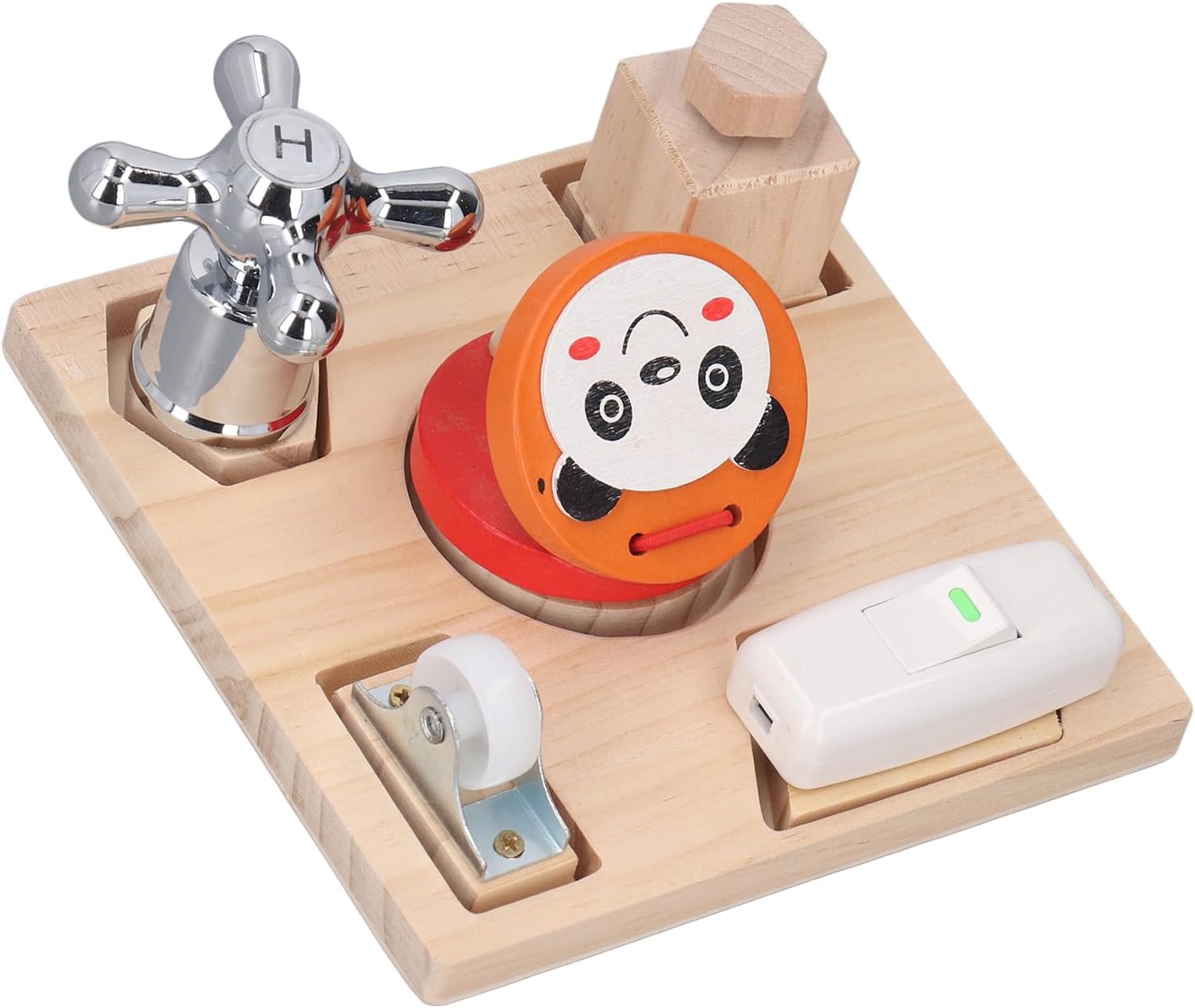 Fidtoy Montessori Busy Board Toy for Toddlers Shape Matching Wooden Sensory Board Fine Motor Skills Learning Toy Educational Puzzle Travel Quiet Toy