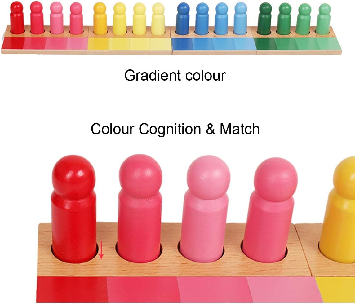 Fidtoy Montessori Color Sorting Toy Wooden Matching Game with 16 Pieces Shade Recognition Fine Motor Skills Visual Perception Learning Toy Gift
