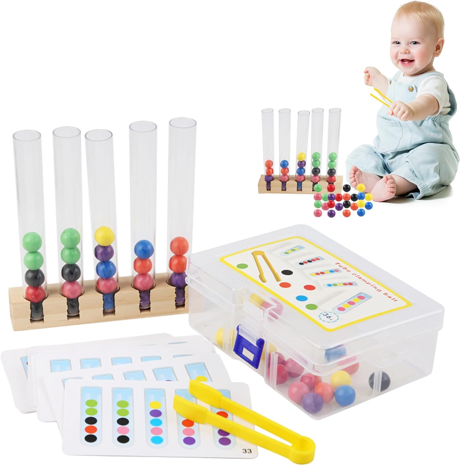 Tubo de Ensayo con Cuentas de Colores y 48 Retos de Patrones