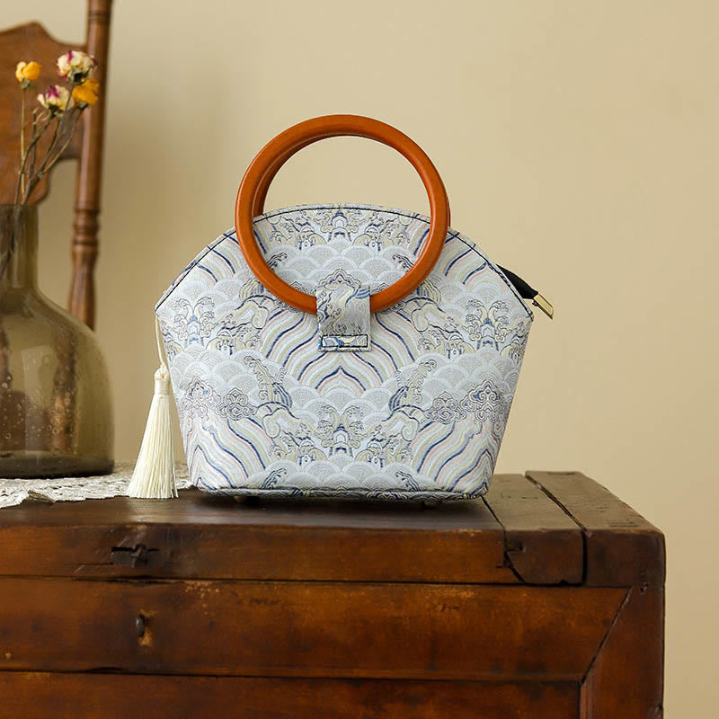 Buddha Stones Auspicious Clouds Shell Print Handbag Handbags BS Auspicious Clouds 26*10*21cm