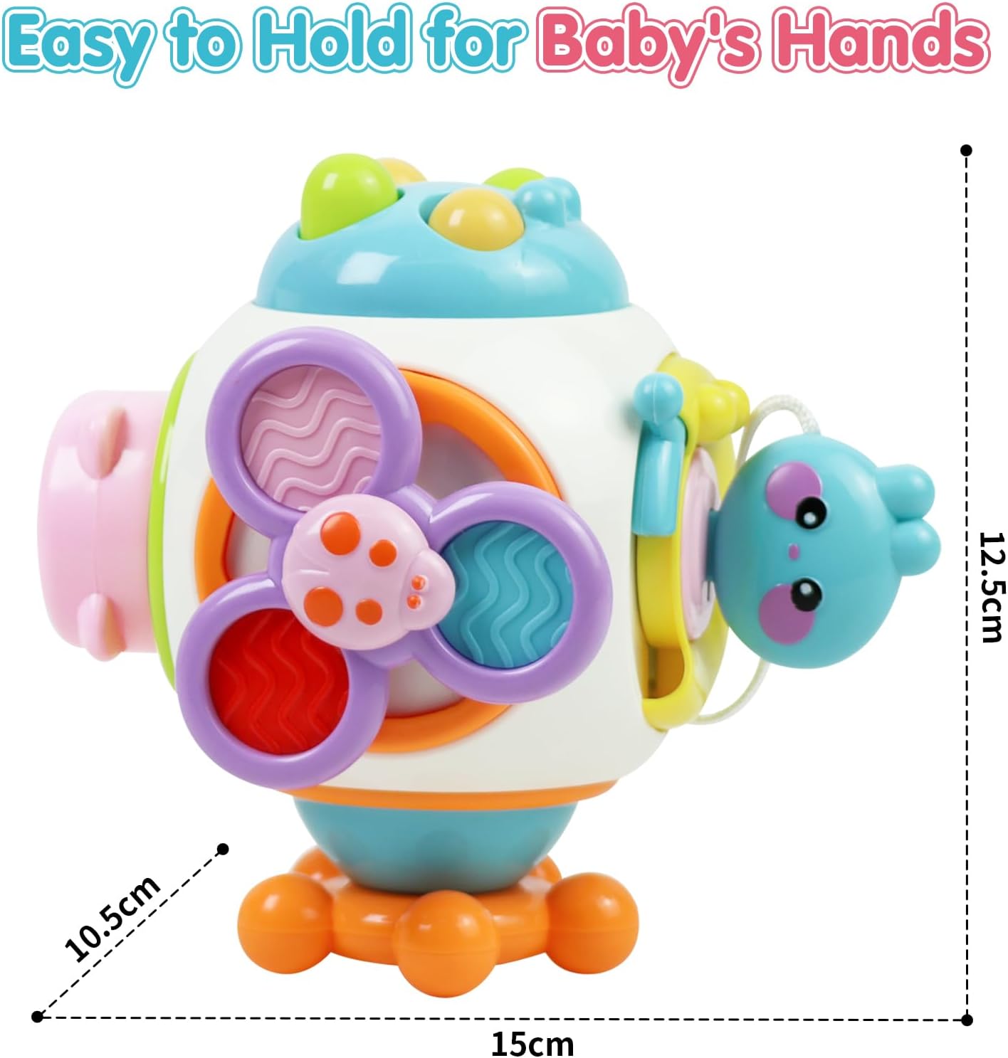 Fidtoy 6-in-1 Busy Catch Ball Activity Cube for Toddlers, Montessori Sensory Busy Cube with Switches, Plug, Rabbit Key, Fidget Spinner and Fine Motor Activities Age 18M+