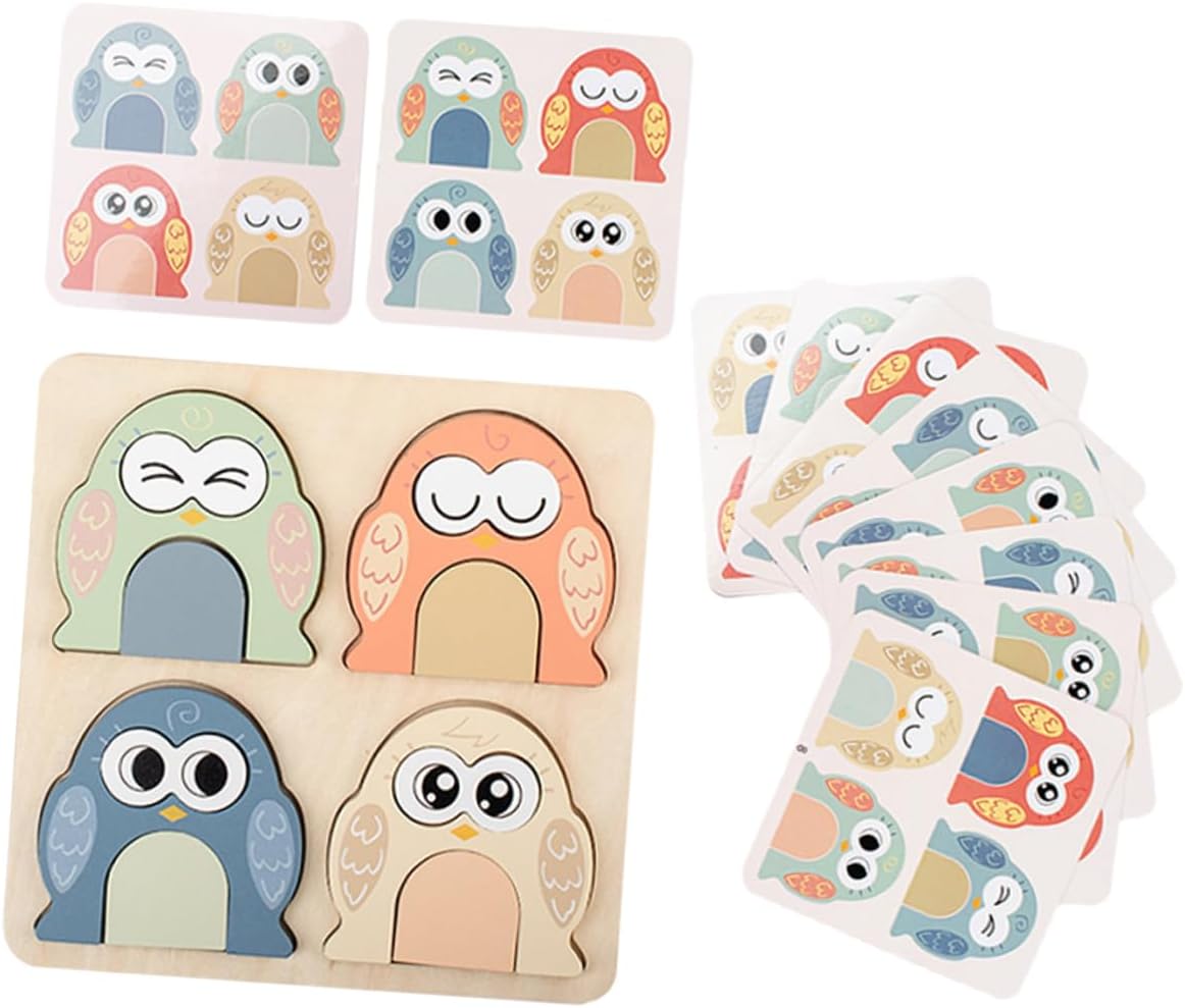 Fidtoy Animal Expression Puzzle Montessori Wooden Matching Puzzle Toy for Kids Emotional Learning Face Matching Fine Motor Skills Educational Gift