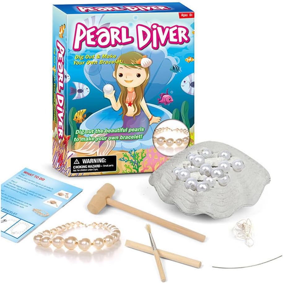 Fidtoy Seashell Excavation Kit for Kids 3+ – STEM Learning & DIY Pearl Bracelet Activity
