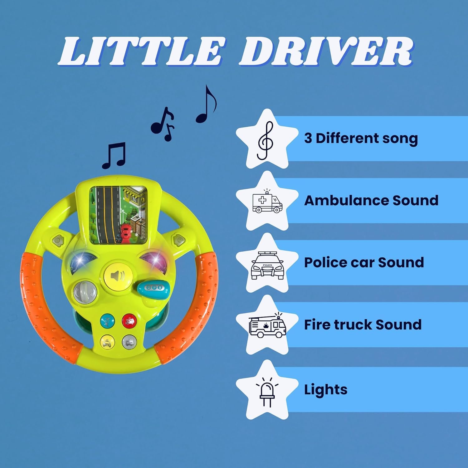 Fidtoy Little Driver Electric Steering Wheel Toy for Kids