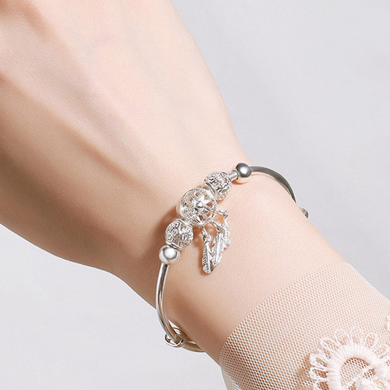 Buddha Stones Tibetan White Copper Blessing Dream Catcher Charm Bracelet Bracelet BS 5