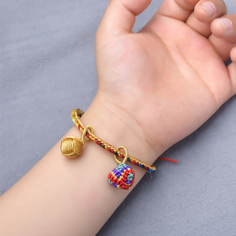 Buddha Stones Colorful Rope Luck Handmade Zongzi Golden Ball Charm Bracelet Bracelet BS 7