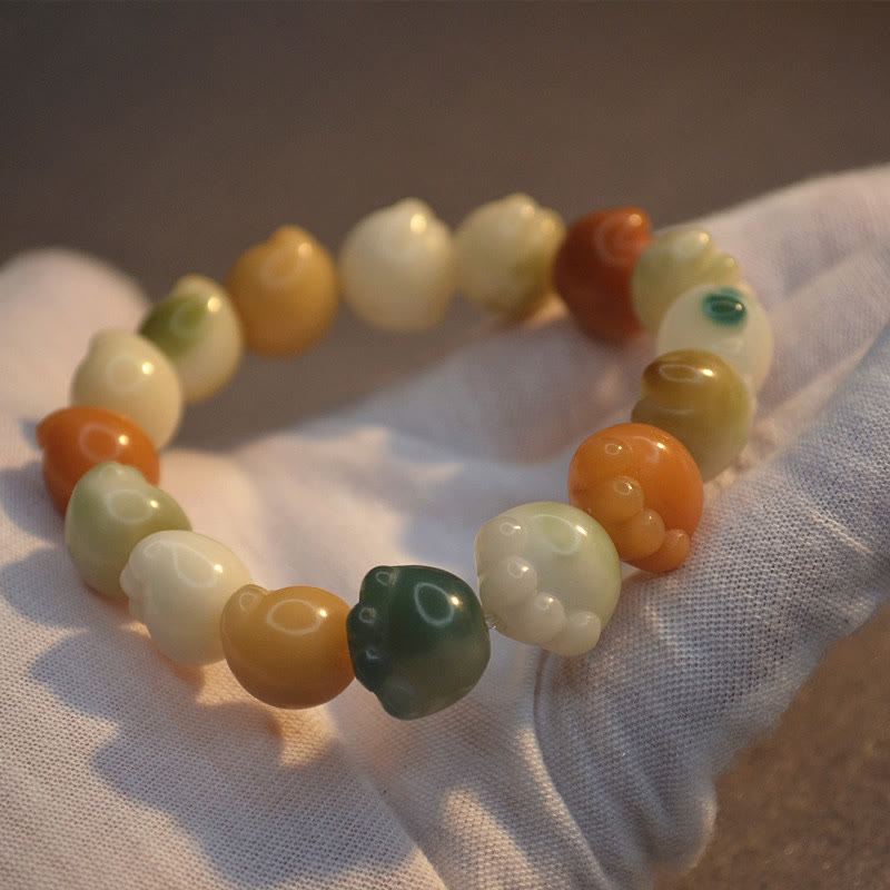 Buddha Stones Multilayered Bodhi Seed Cute Cat Paw Calm Harmony Bracelet Bracelet BS 3