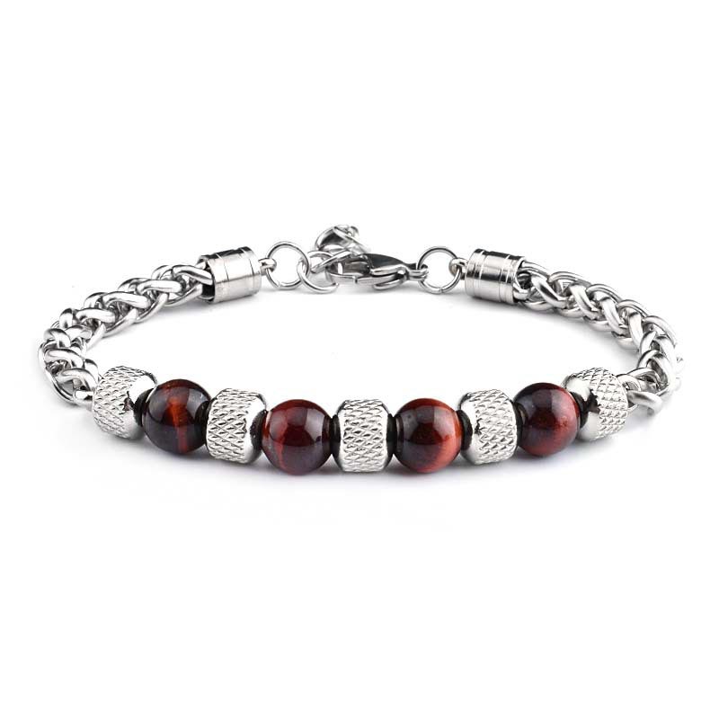 Buddha Stones Black Onyx Tiger Eye Bead Courage Bracelet Bracelet BS Red Tiger Eye 8mm