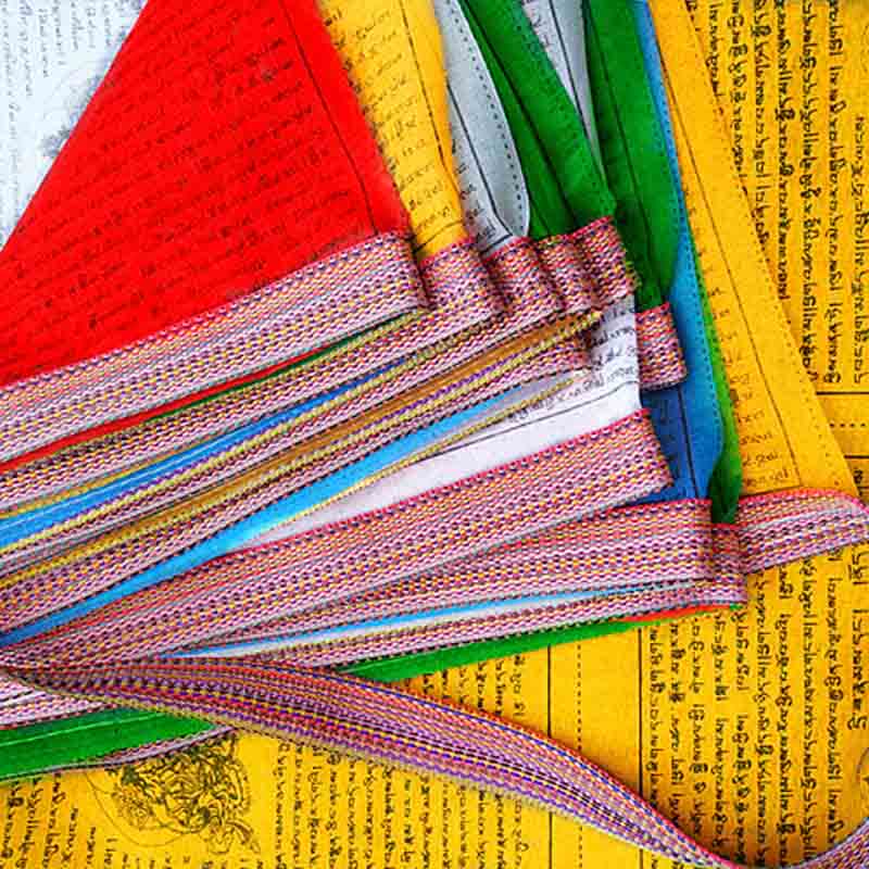 Buddha Stones Tibetan 5 Colors Windhorse Auspicious Outdoor 25 Pcs Prayer Flag TIBETAN PRAYER FLAGS buddhastoneshop 2