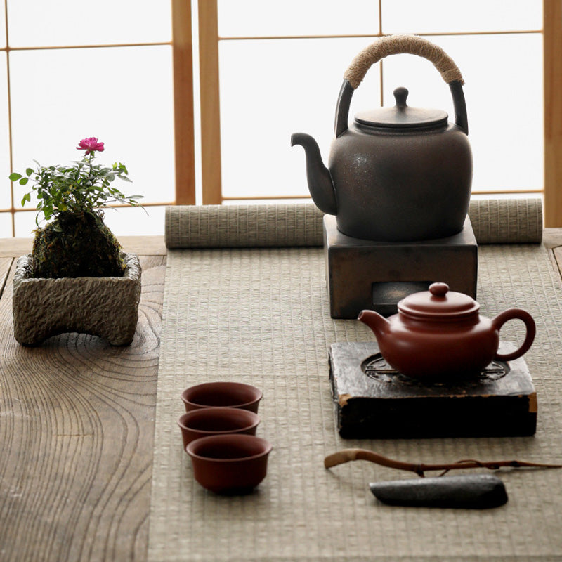 Buddha Stones Retro Brown Chinese Gongfu Tea Ceramic Kung Fu Teapot 700ml With Base Teapot BS 15