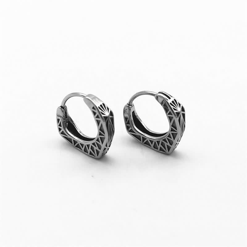 Buddha Stones Viking Hoop Titanium Steel Balance Earrings Earrings BS 7