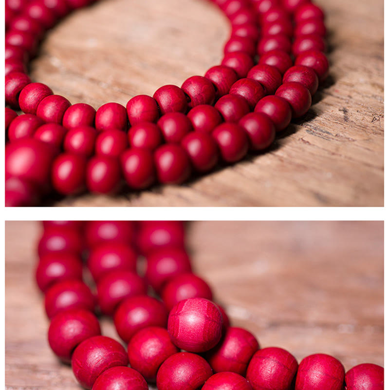Buddha Stones 108 Mala Beads Natural Abelia Biflora Wood Protection Bracelet Mala Bracelet BS 8