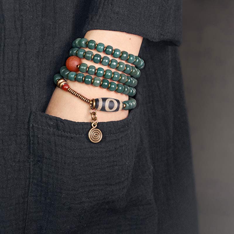 Buddha Stones 108 Mala Beads Bodhi Seed Dzi Bead Wisdom Bracelet Bracelet Mala BS 2