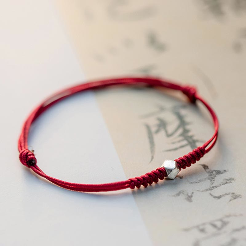 Buddha Stones 925 Sterling Silver Luck Bead Protection Red String Braided Bracelet Bracelet BS 3