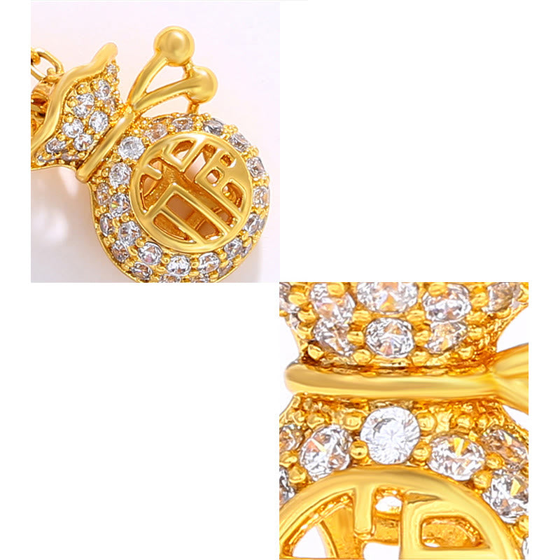 24K Gold Plated Fu Character Fortune Money Bag Necklace Pendant Necklaces & Pendants BS 6